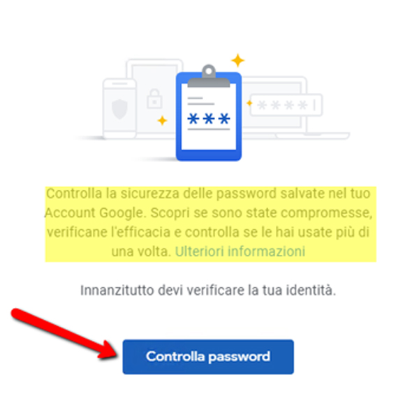 Gestione password Google controllo password 2