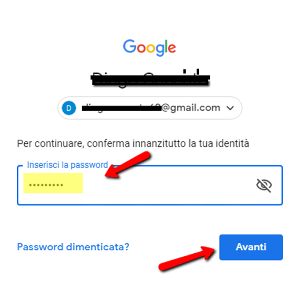 Gestione password Google controllo password 3